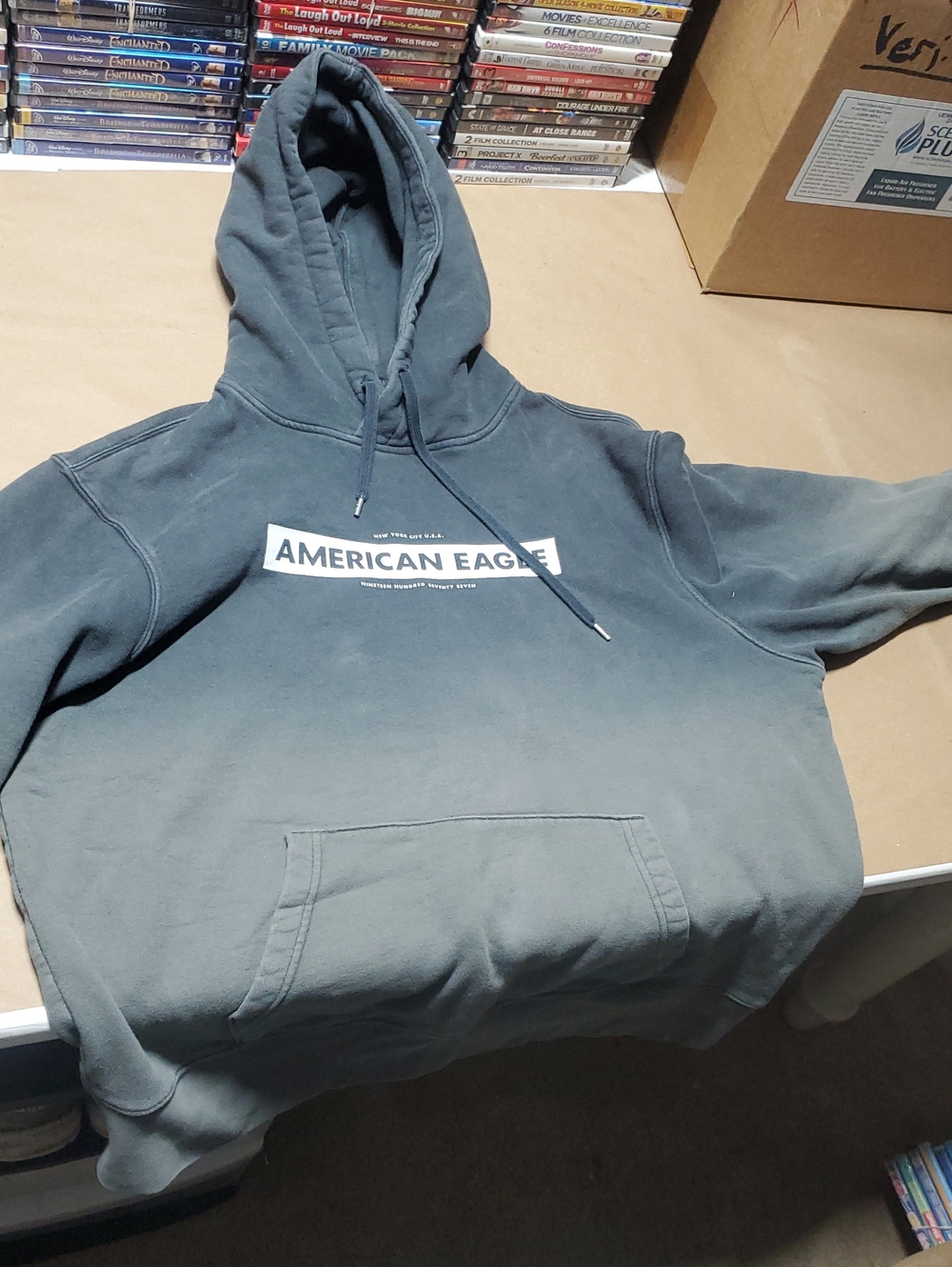 American Eagle Outfitters Men's  Hoodie in Faded Black-Gray